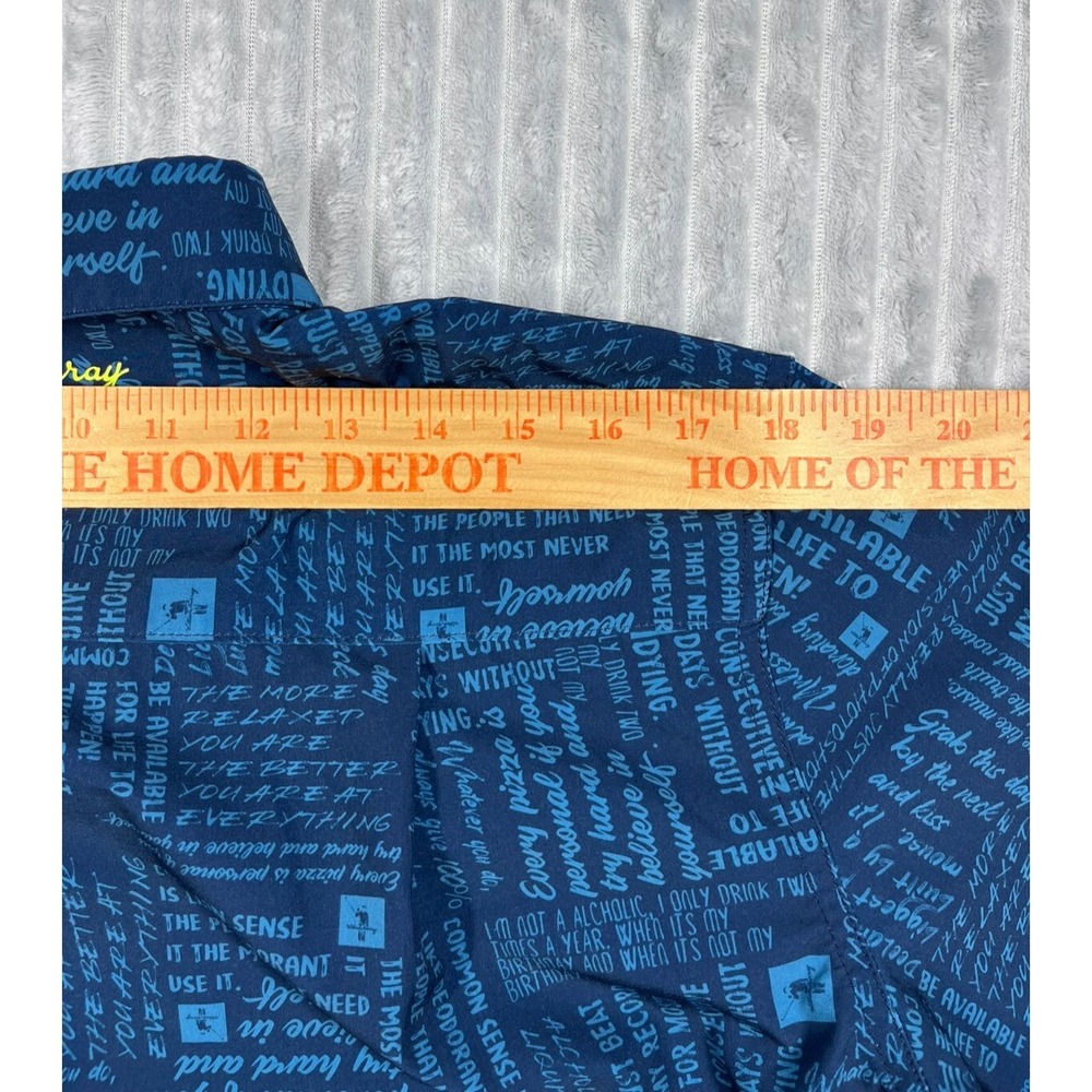 William Murray Golf Button Up Shirt Mens Large Navy Blue Typography Print - Picture 15 of 16